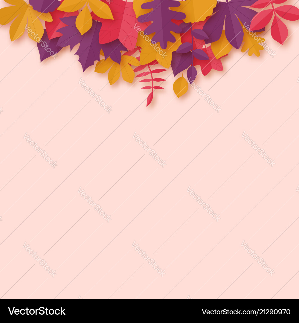 Autumn leaves paper art style background origami Autumn leaves paper art style background origami vector image