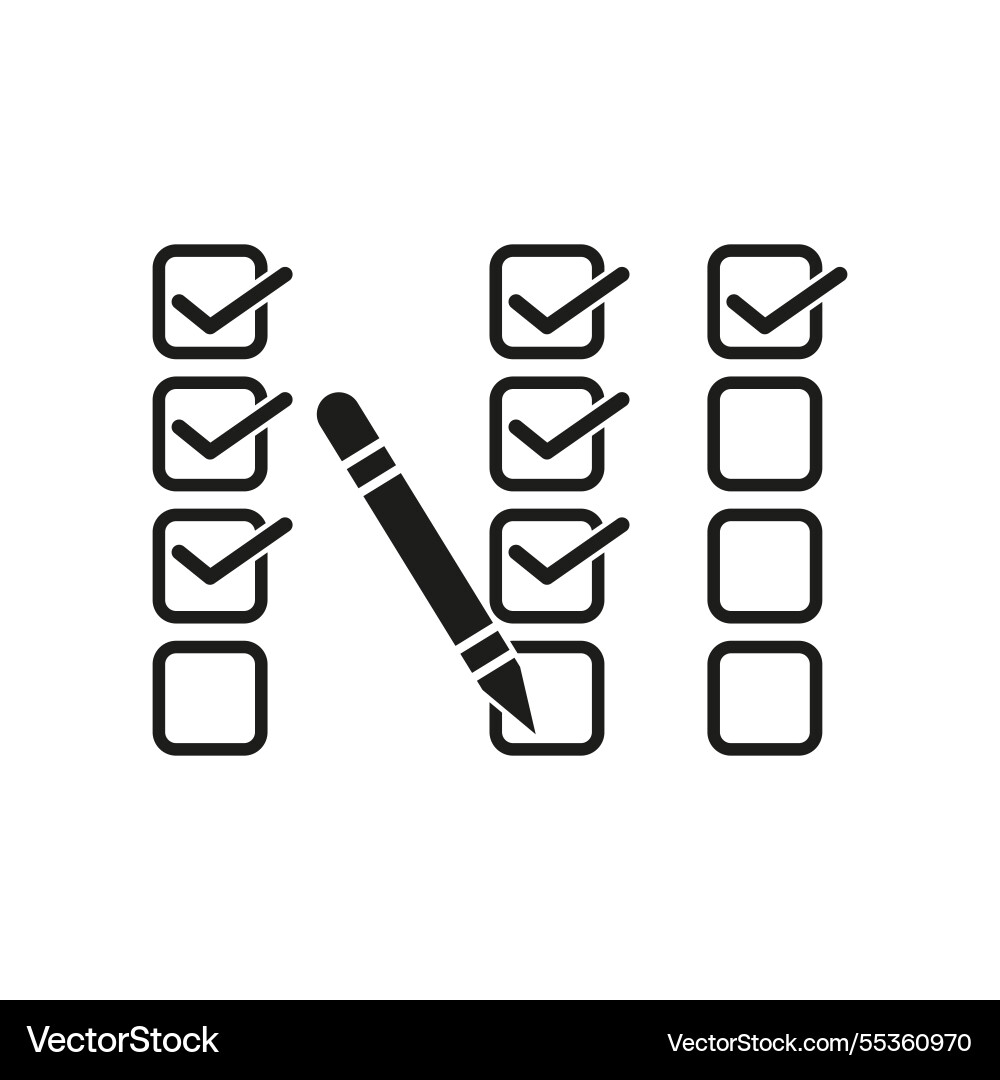 Checklist with pen task completion icon marked Checklist with pen task completion icon marked vector image
