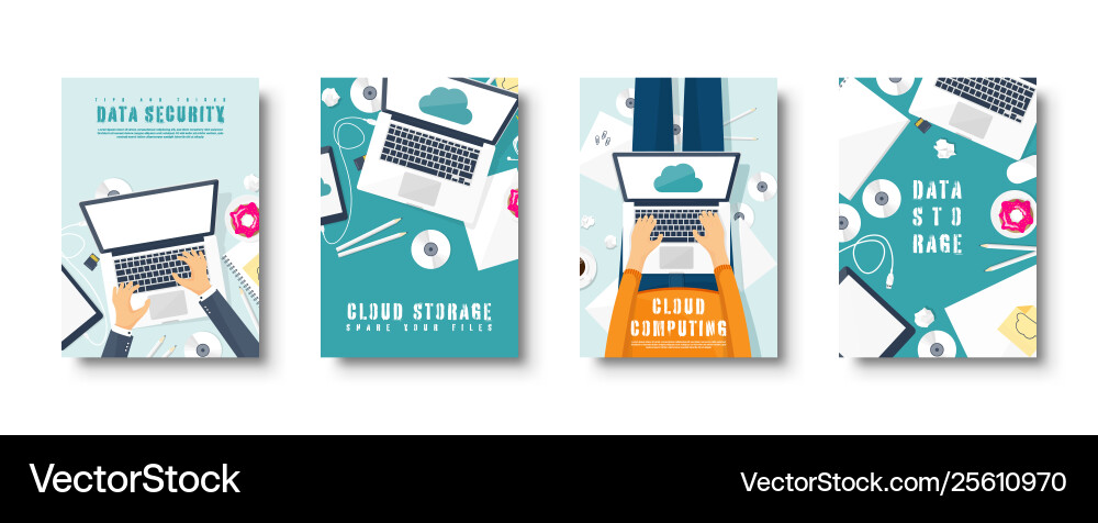 Cloud Computing Covers - Data & Storage vector image