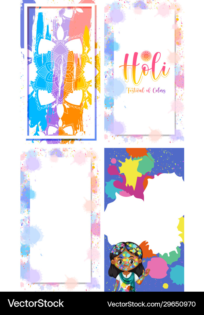 Four background design with happy holi festival Four background design with happy holi festival vector image