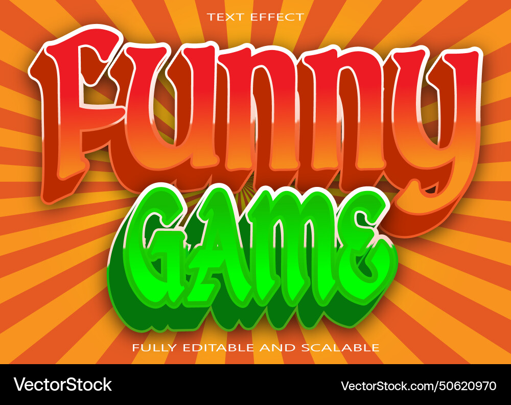 Funny game editable text effect 3 dimension Funny game editable text effect 3 dimension Vector Image