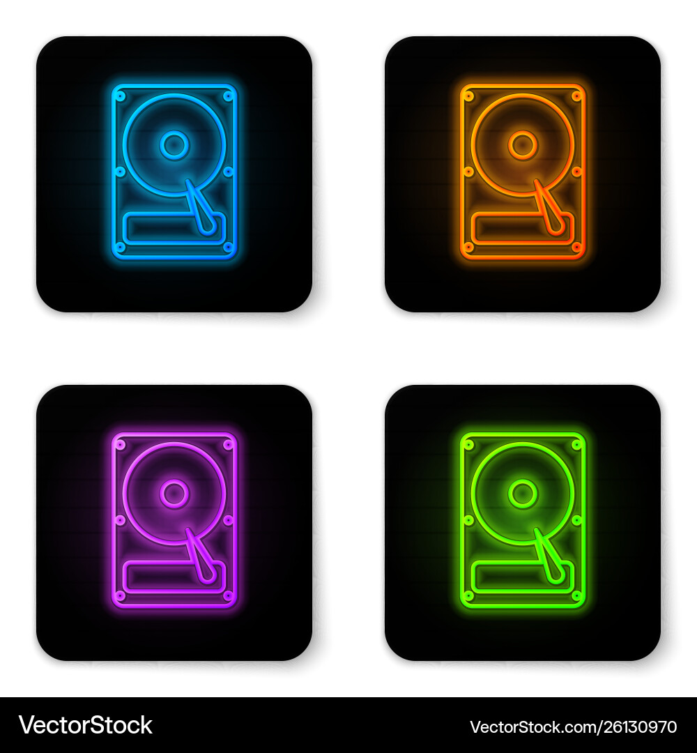 Glowing Neon HDD Icon Vector Image
