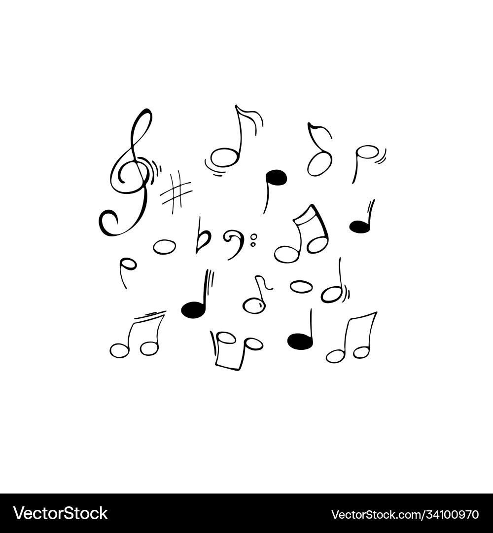 Hand-Drawn Sheet Music Notes Vector Image