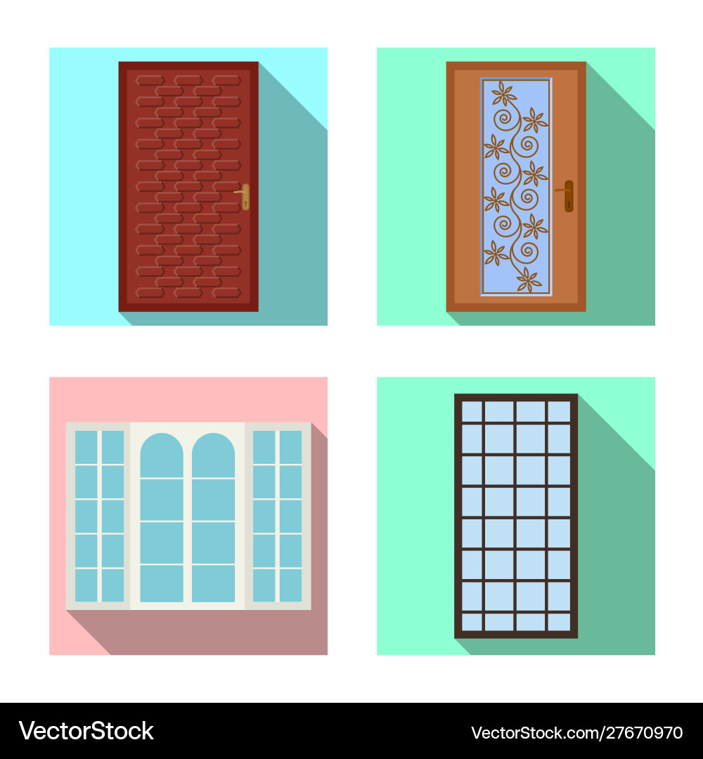 Isolated object door and front symbol set vector image