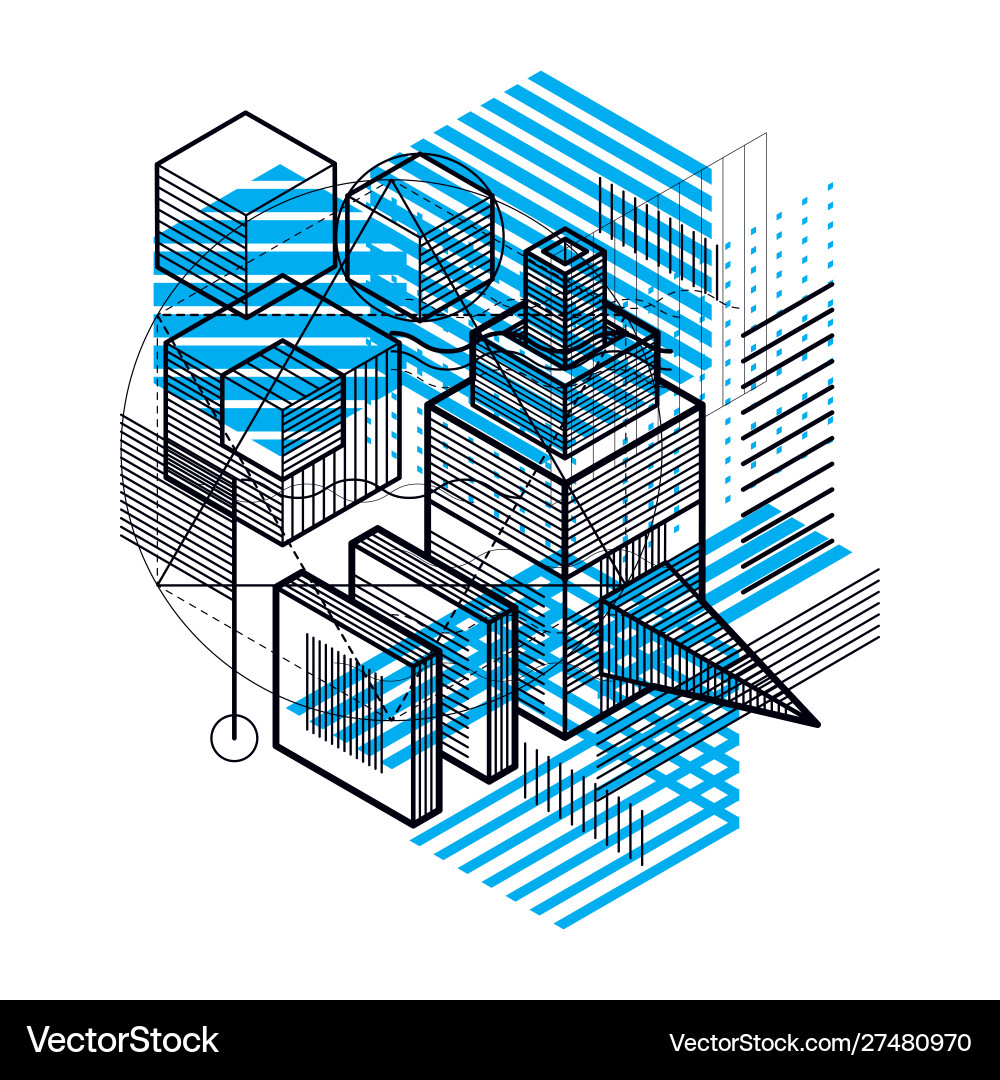 Isometric abstract background with linear Isometric abstract background with linear vector image
