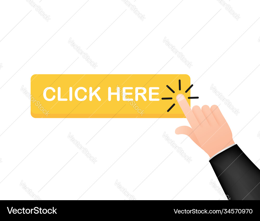 Klicken Sie hier Knopf mit Hand Pointer Klick Klicken Sie hier Knopf mit Hand Pointer Klick vektorbild