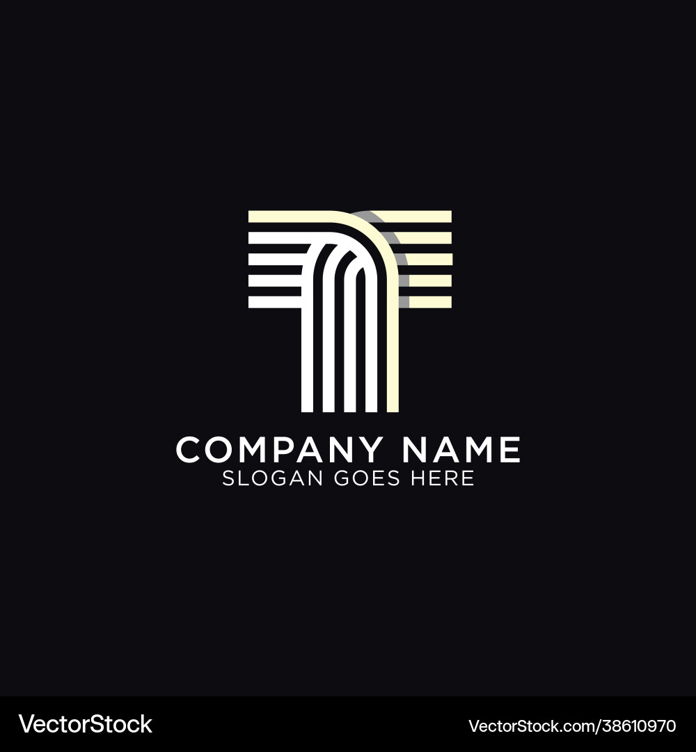 Monogram letter t shape line art style initial Monogram letter t shape line art style initial Vector Image