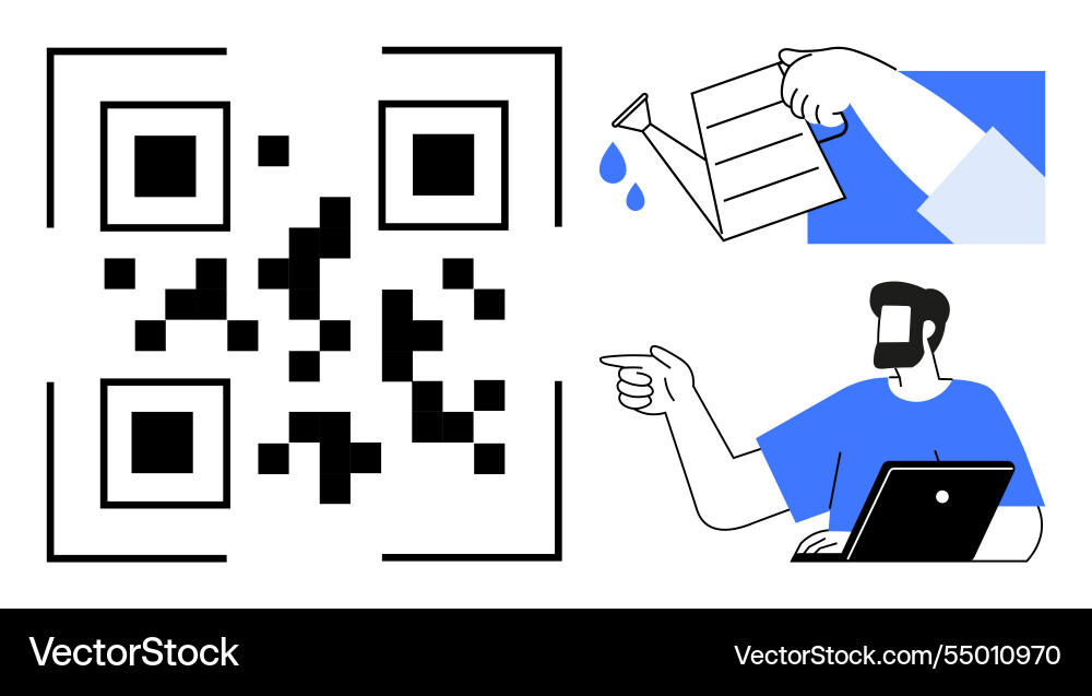 Qr code interaction digital resource management Qr code interaction digital resource management vector image