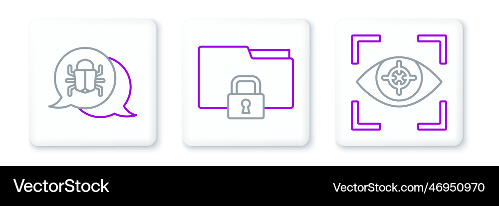 Set line eye scan system bug and folder lock Set line eye scan system bug and folder lock vector image