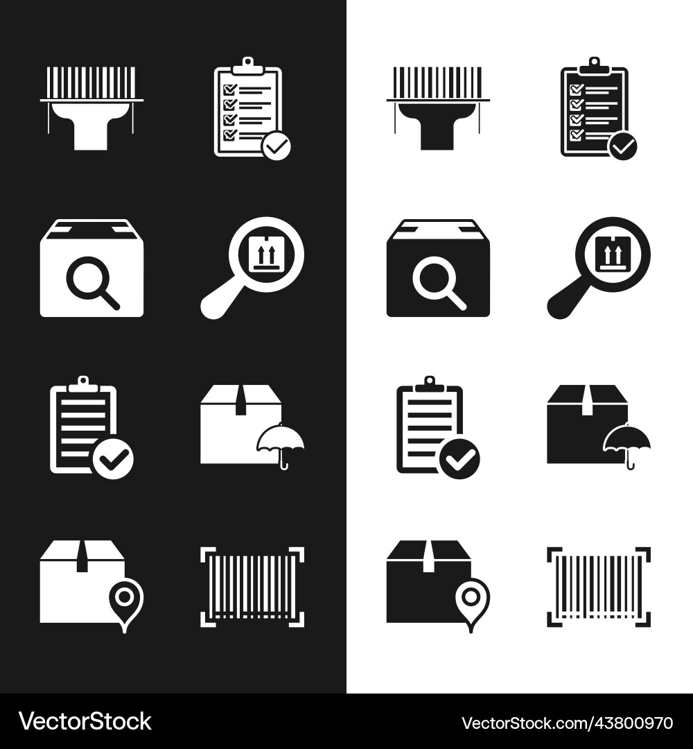 Set search package scanner scanning bar code Set search package scanner scanning bar code vector image