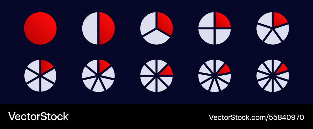 Various pie chart representations showing Vector Image