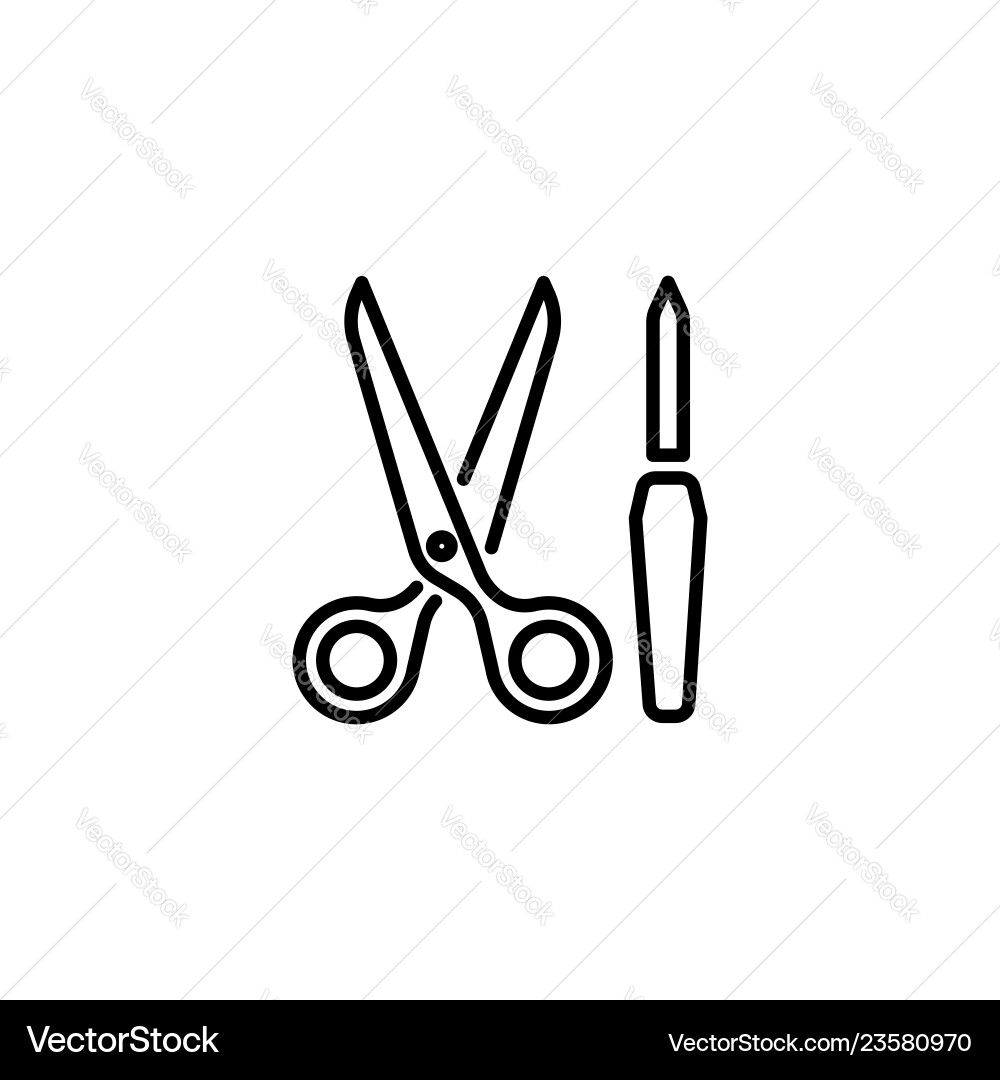 Web line icon scissors and nail file vector image