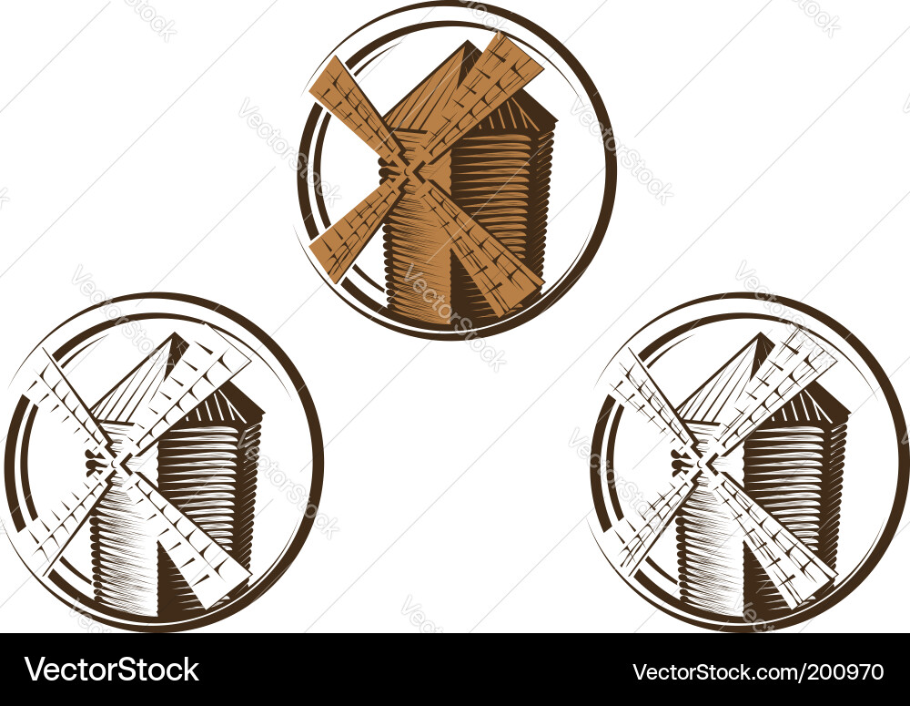 Windmill Symbol Collection Vector Image