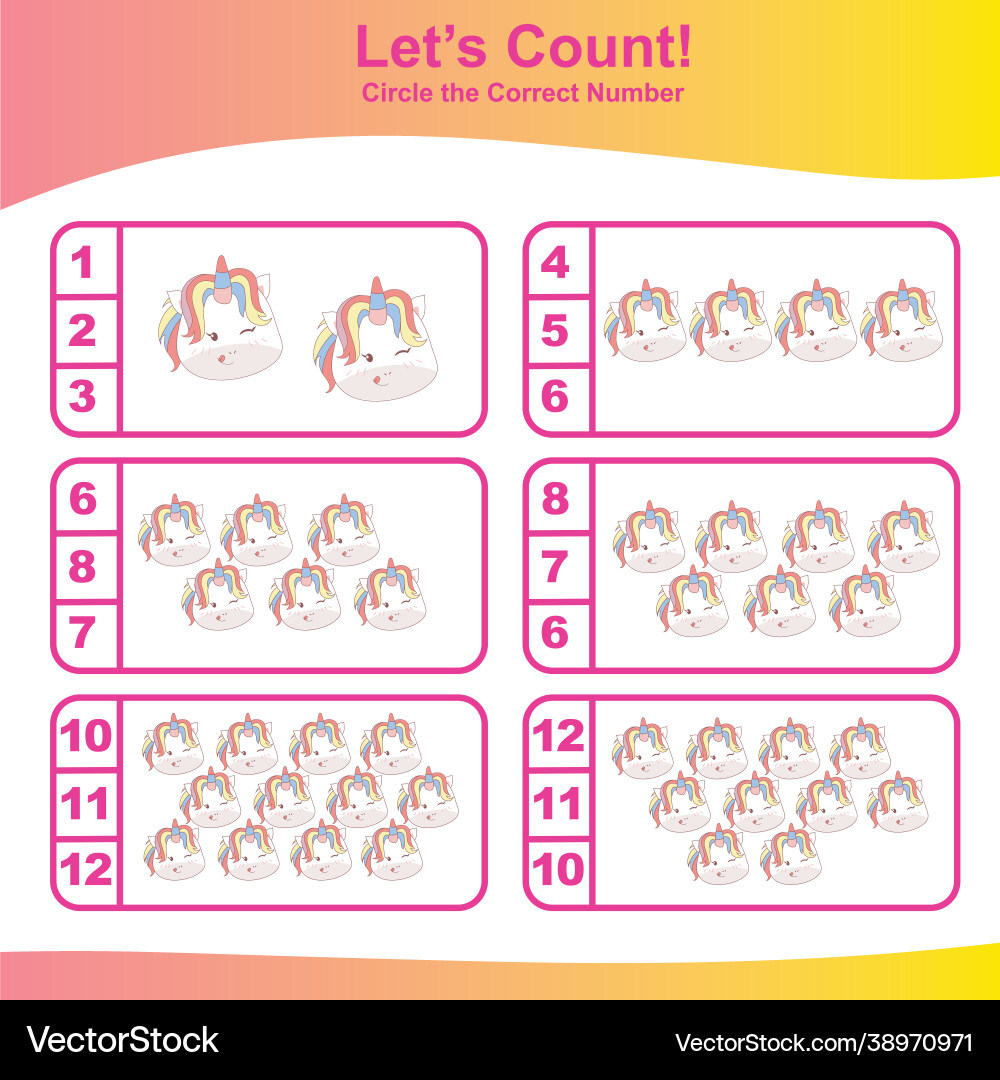 80 unicorn lets count vector image