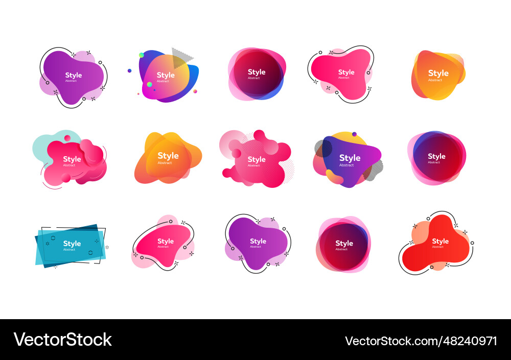 Bright multi layer irregular shapes set Bright multi layer irregular shapes set vector image