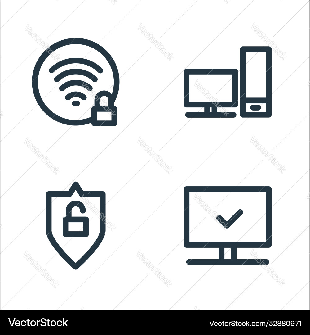 Computer hardware line icons linear set quality Computer hardware line icons linear set quality vector image
