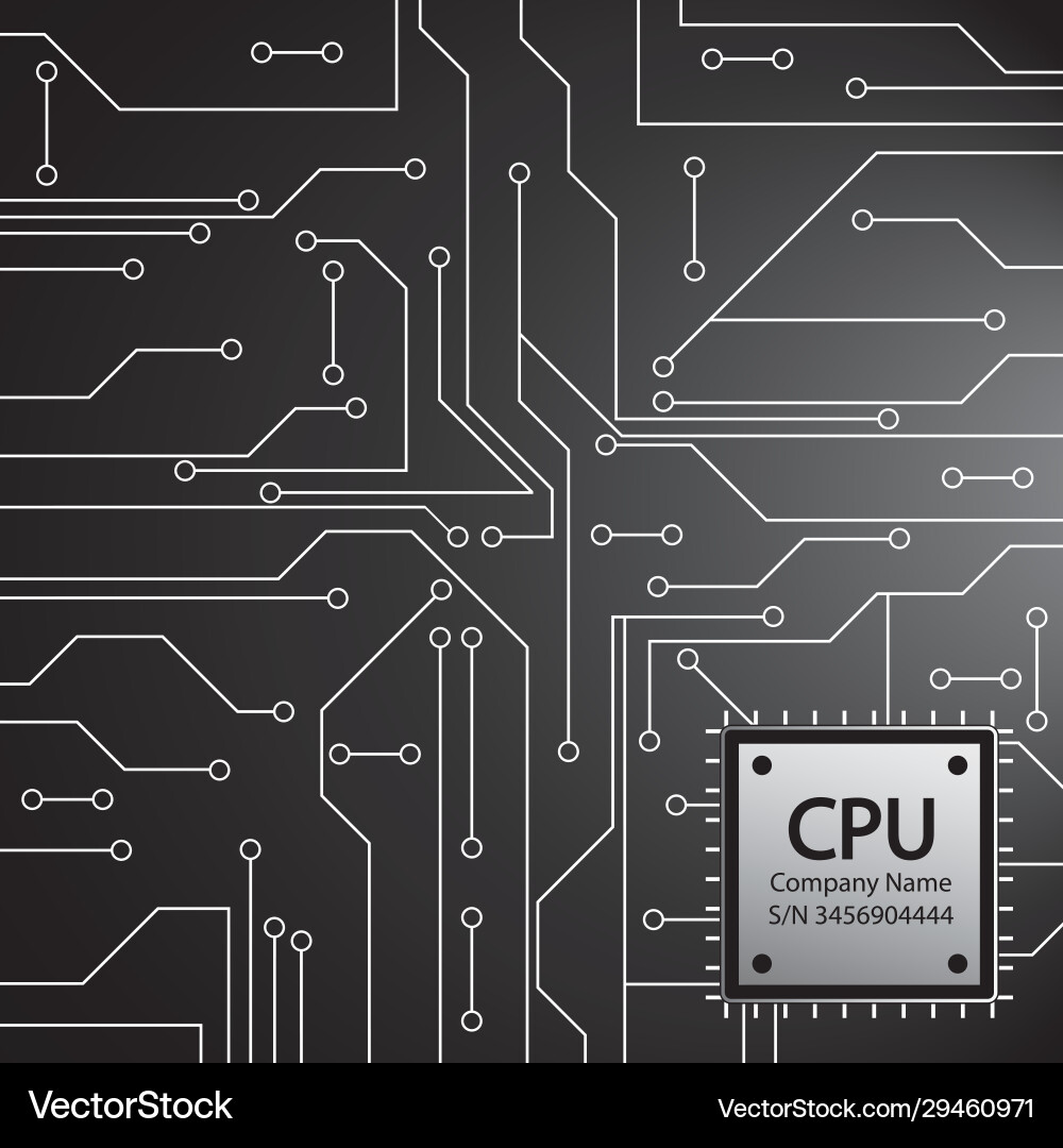 Cpu microprocessor microchip and circuit board Cpu microprocessor microchip and circuit board vector image