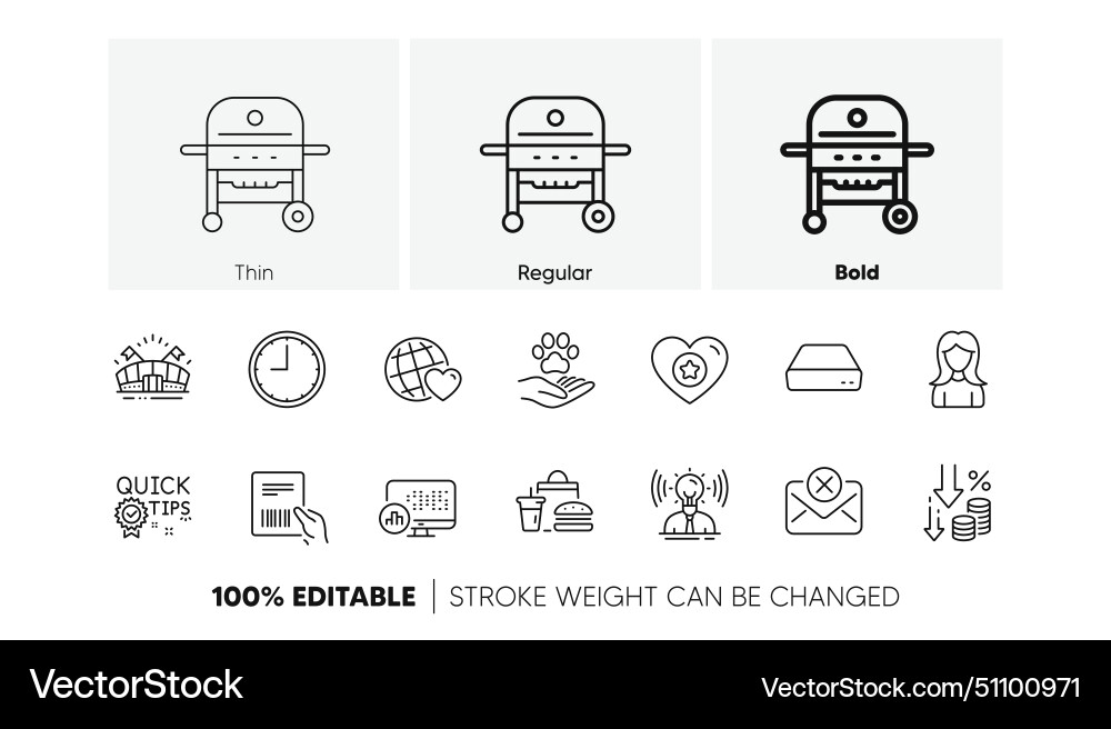 Deflation time and quick tips line icons for web Vector Image