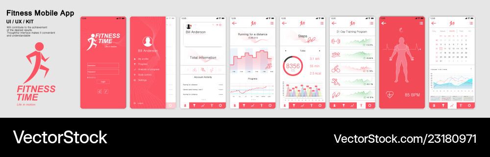 Fitness App UI Mockup - Data Analysis Vector Image