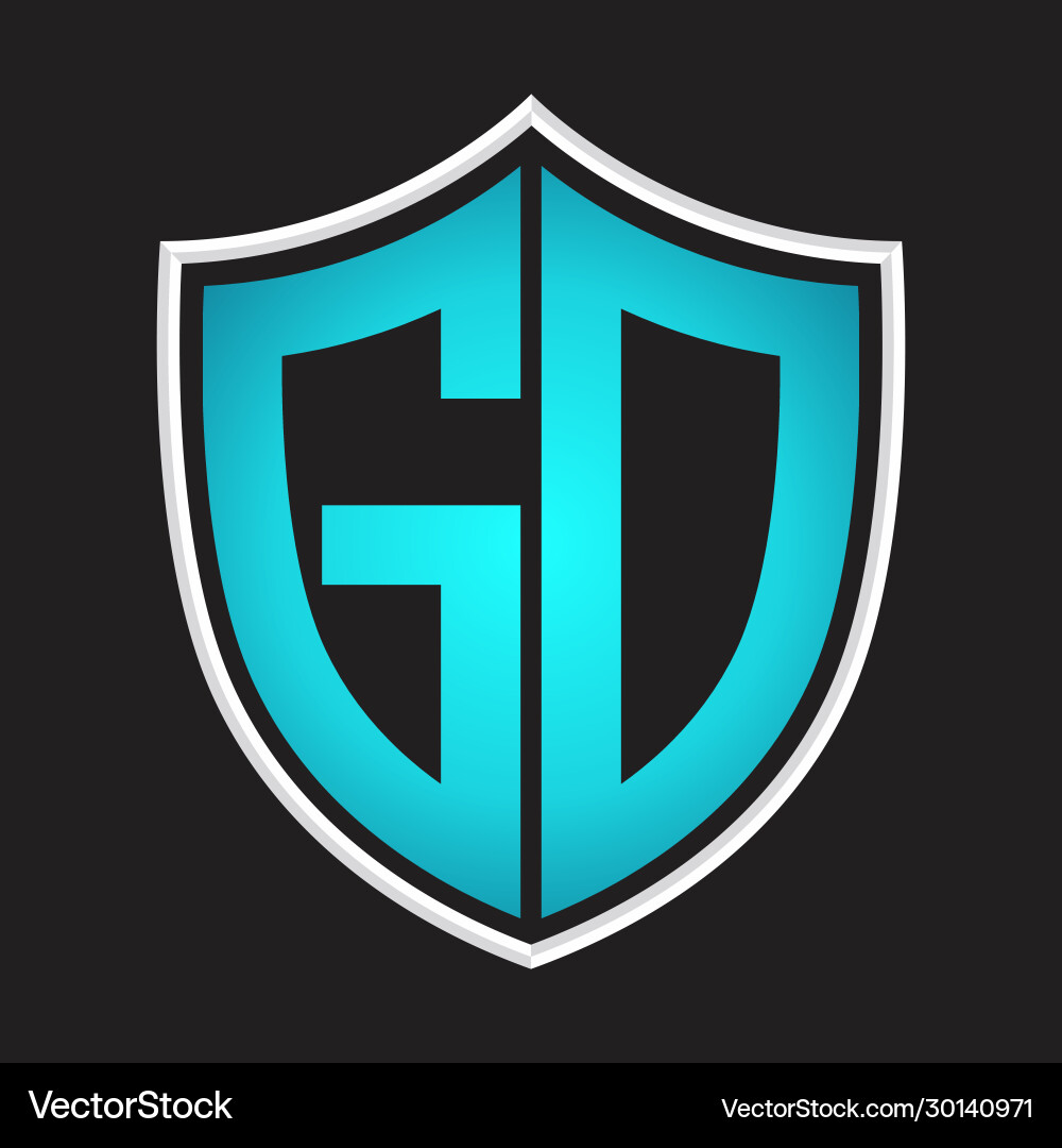 Gd logo monogram with shield shape isolated blue Vector Image