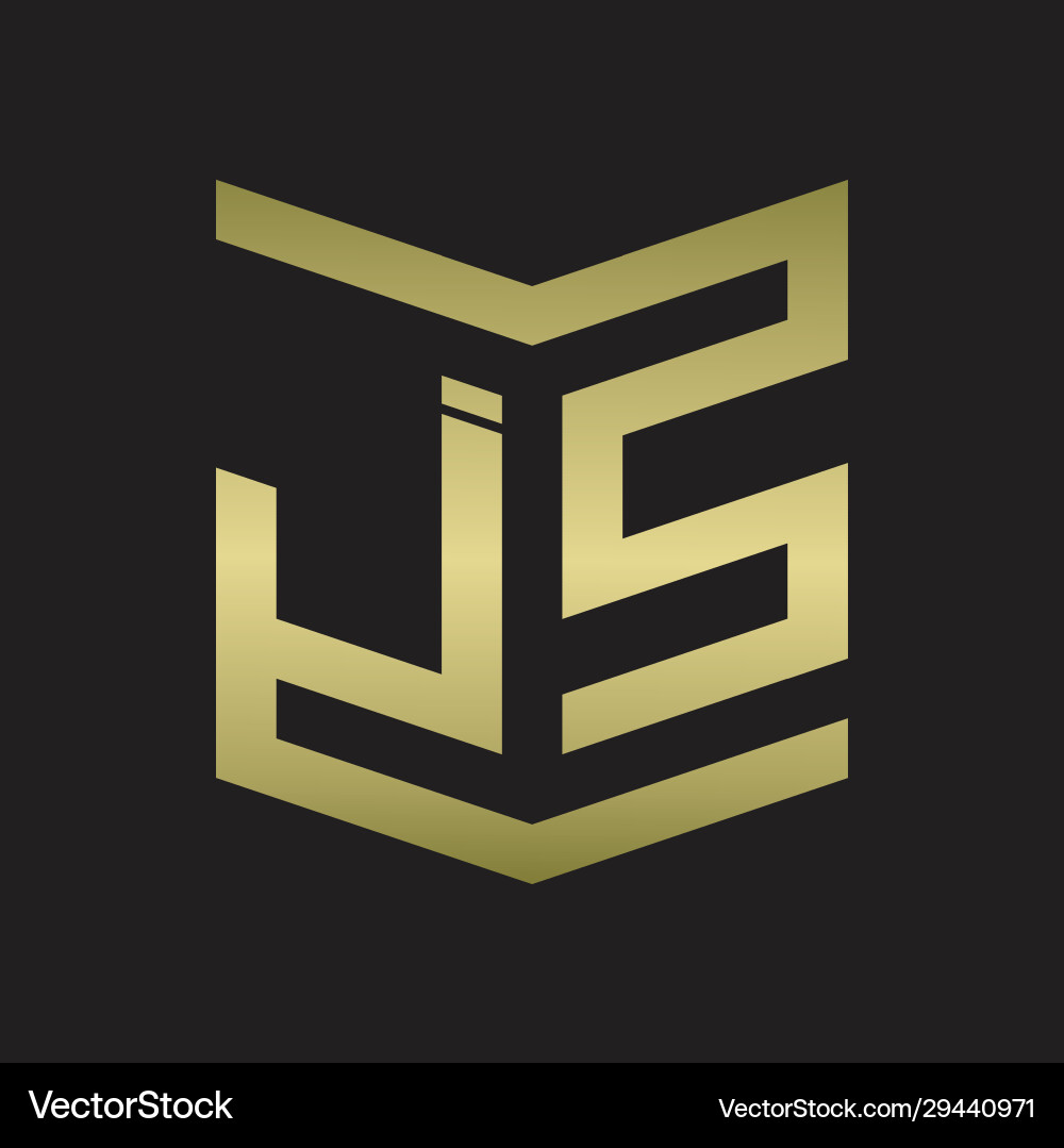 Js logo emblem monogram with shield style design vector image
