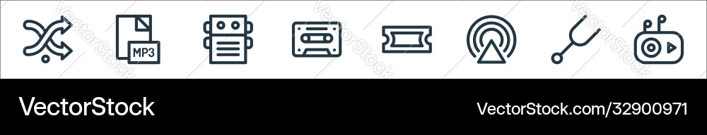 Music line icons linear set quality Music line icons linear set quality vector image