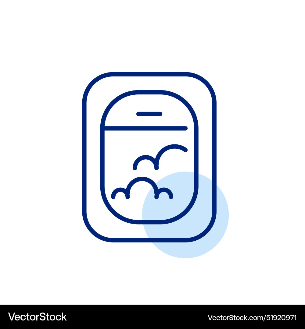 Open airplane window with sky and clouds view Open airplane window with sky and clouds view vector image