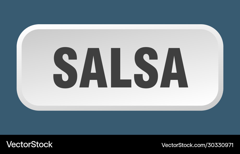 Salsa button square 3d push vector image