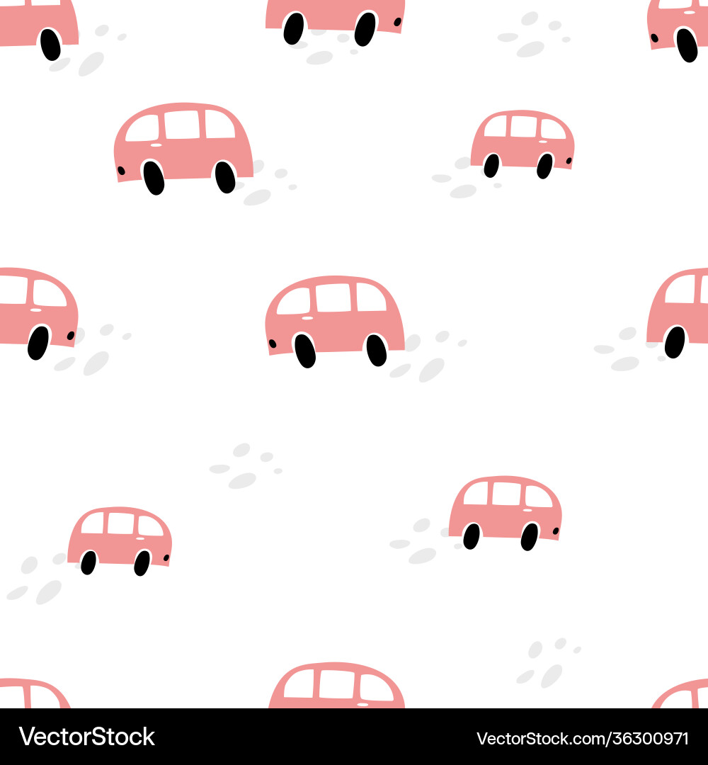 Seamless pattern with cute scandinavian bus Vector Image