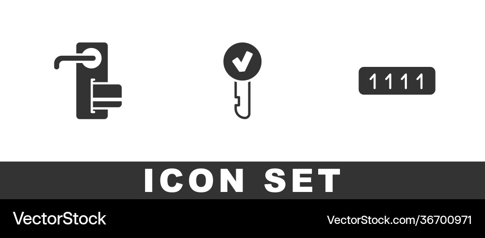 Set digital door lock key and password protection Set digital door lock key and password protection vector image