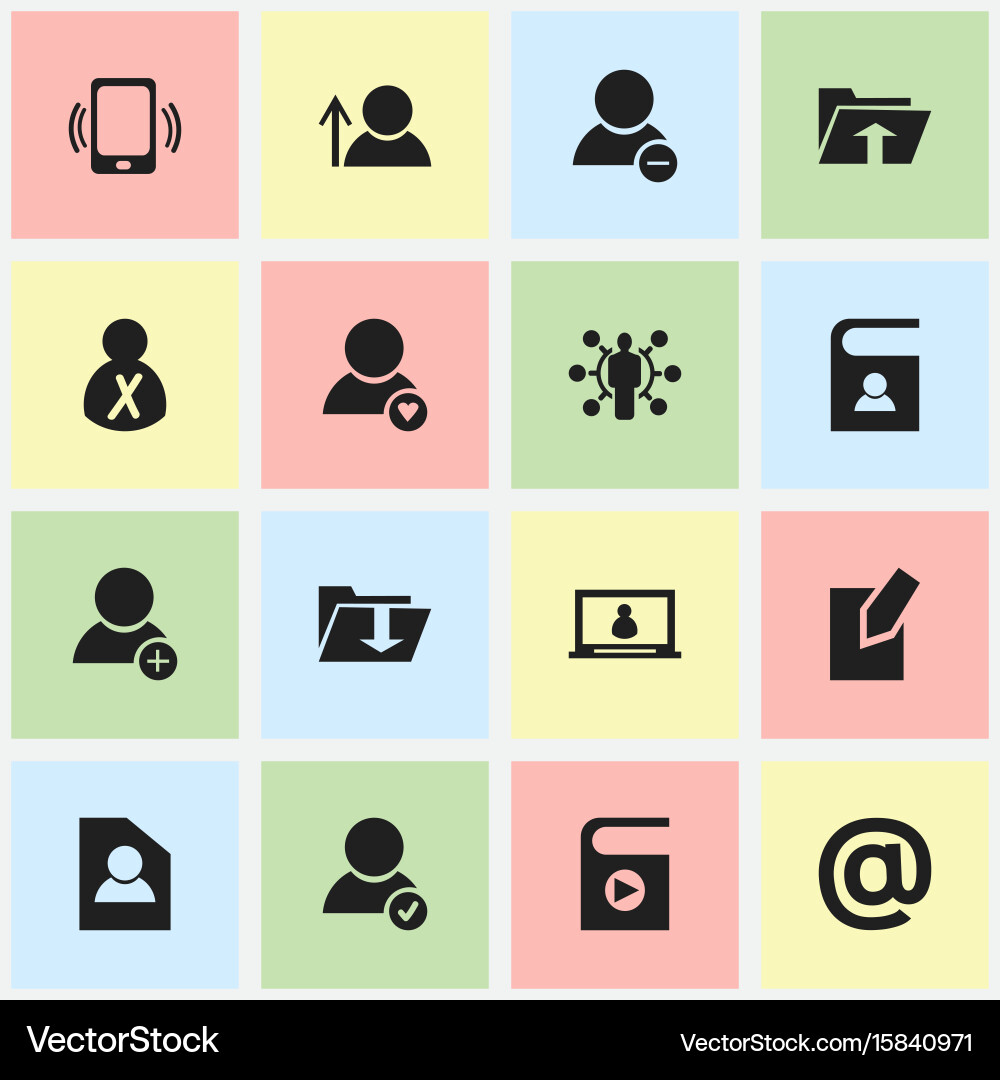 Set of 16 editable network icons includes symbols vector image