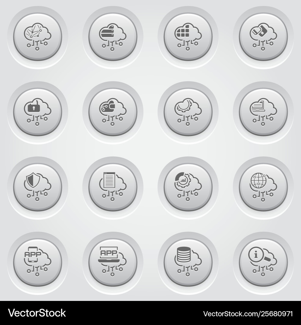 Simple set cloud computing related button icons Vector Image