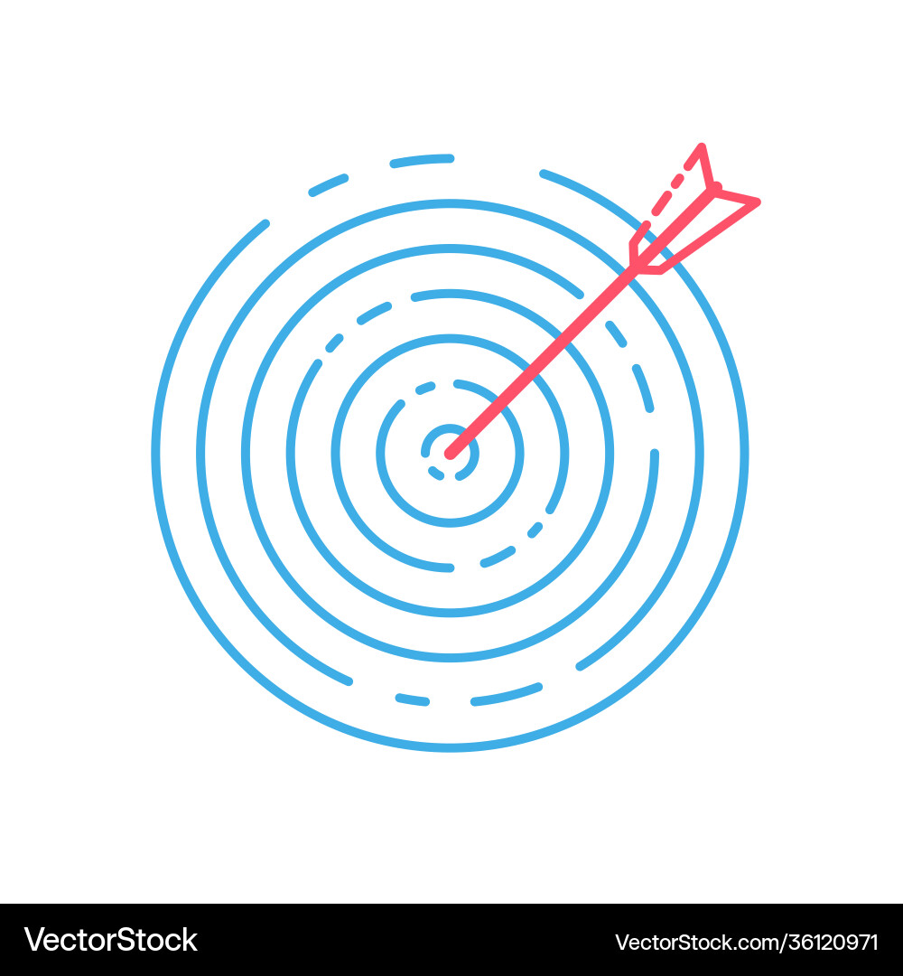Target with arrow in line art style Target with arrow in line art style Vector Image