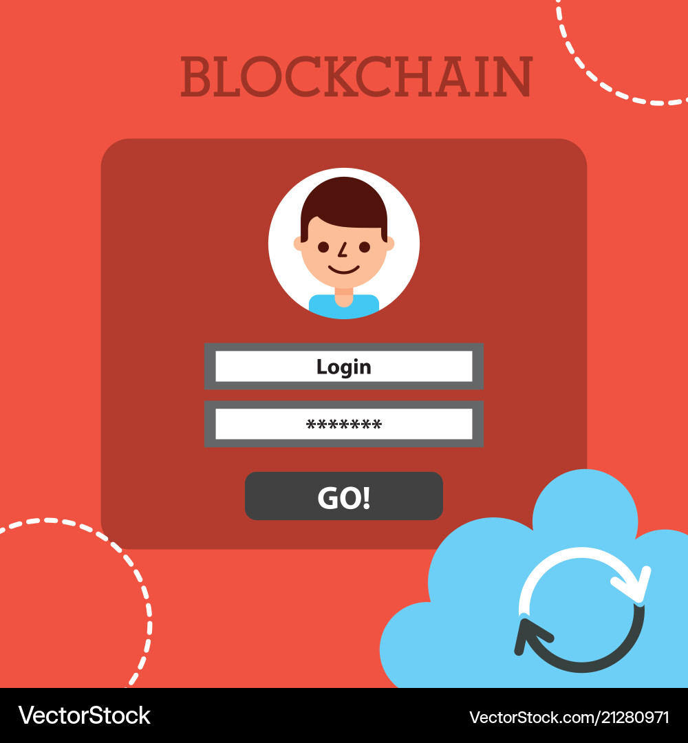 Wallet digital login cloud data reload blockchain Wallet digital login cloud data reload blockchain vector image