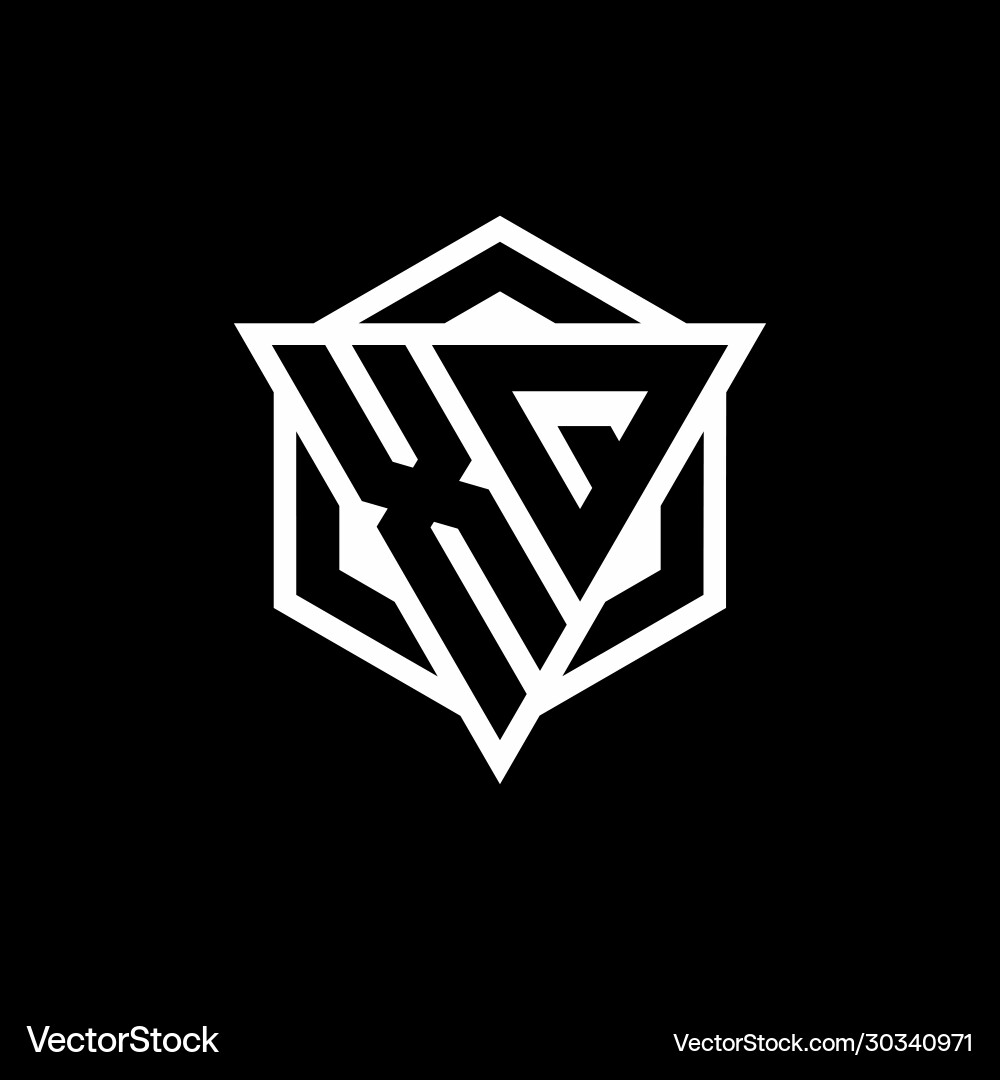 Xq logo monogram with triangle and hexagon shape Xq logo monogram with triangle and hexagon shape Vector Image