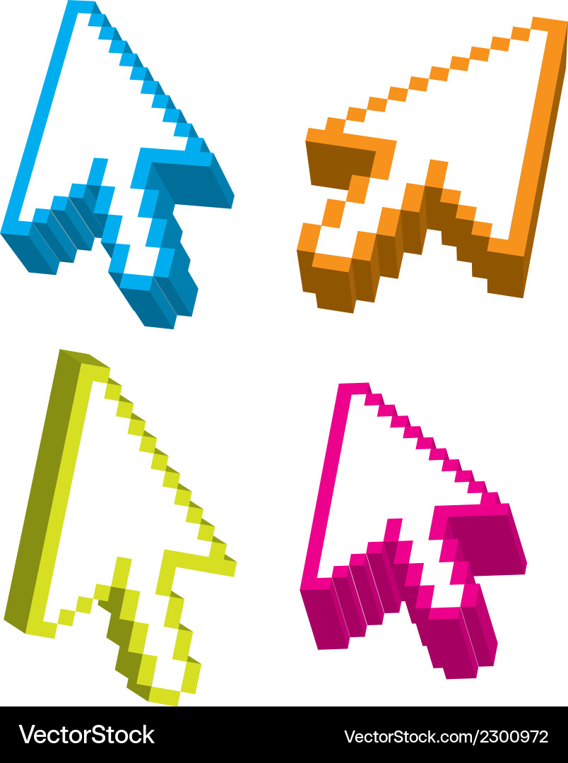 3d arrows cursor over white background vector image