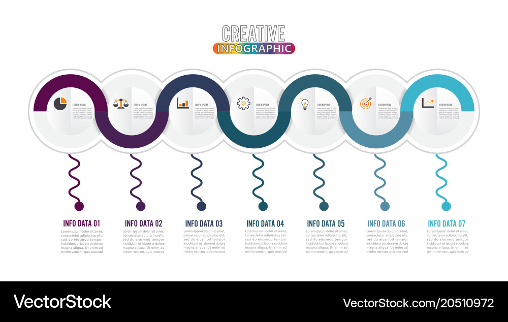 7 Parts Workflow & Process Icons vector image