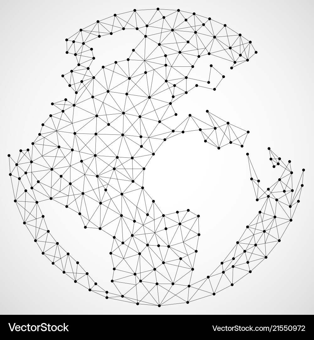 Abstract world map of dots and line vector image