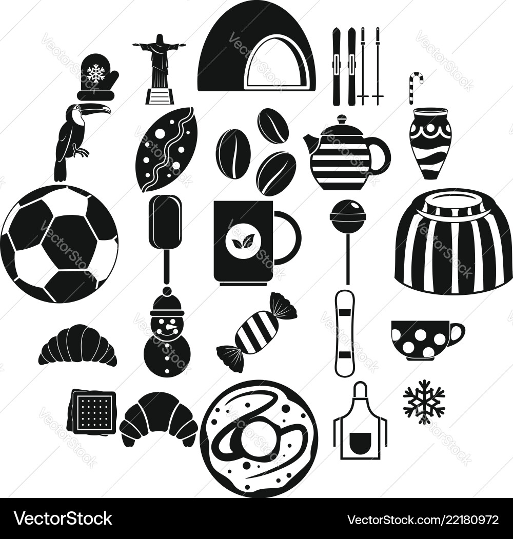 Bar icons set simple style Bar icons set simple style Vector Image