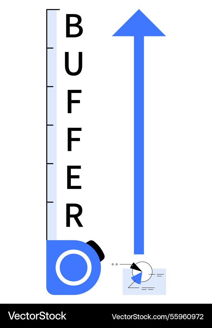 Buffer level indicator with arrow pointing up Buffer level indicator with arrow pointing up vector image