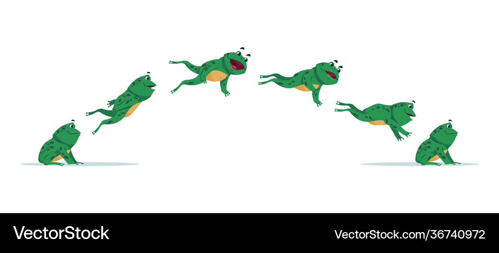 Cartoon Frog Animation Sequence Vector Image