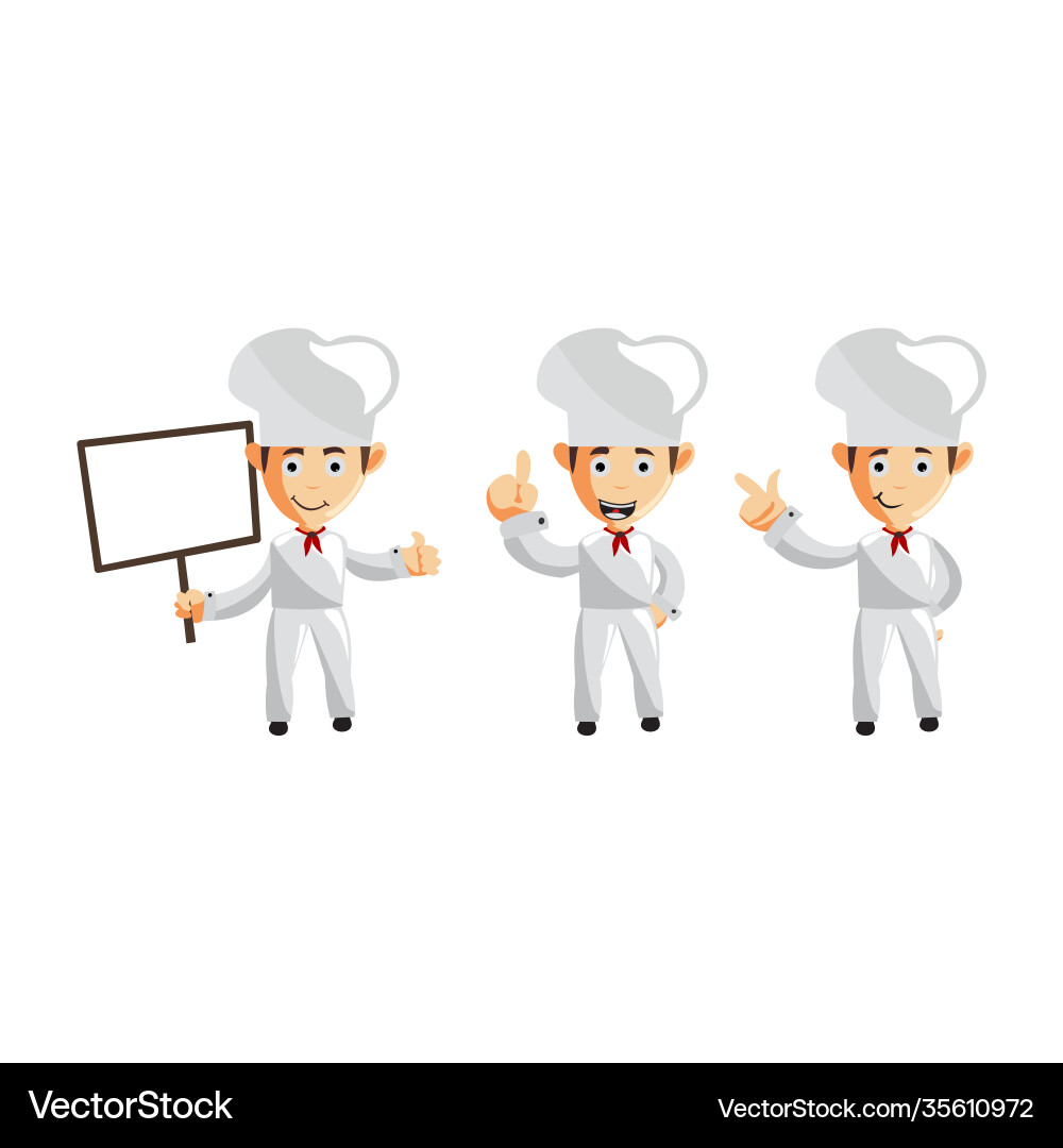 Chef person character creation template pose set Chef person character creation template pose set vector image