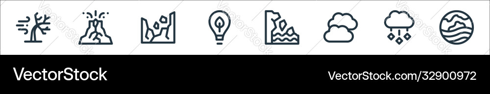 Climate change line icons linear set quality Climate change line icons linear set quality vector image