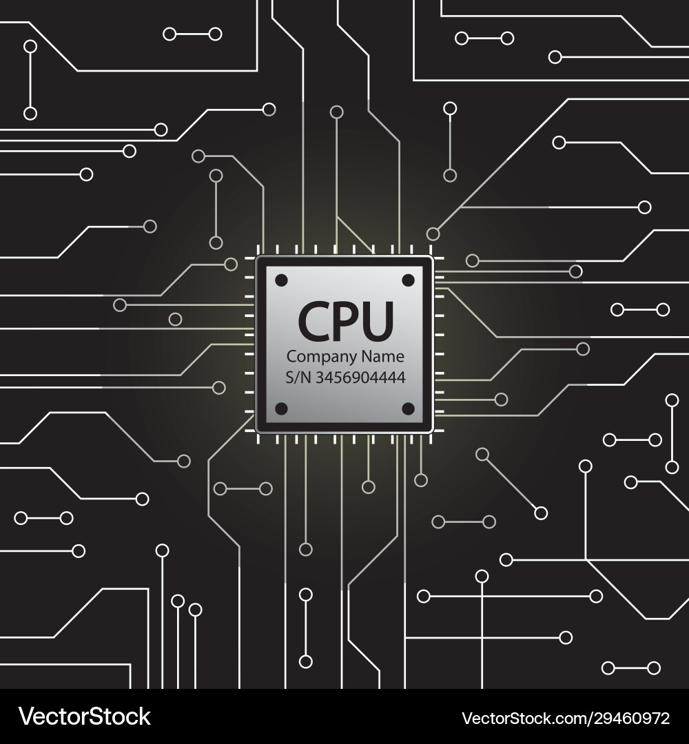 Cpu microprocessor microchip and circuit board Cpu microprocessor microchip and circuit board vector image