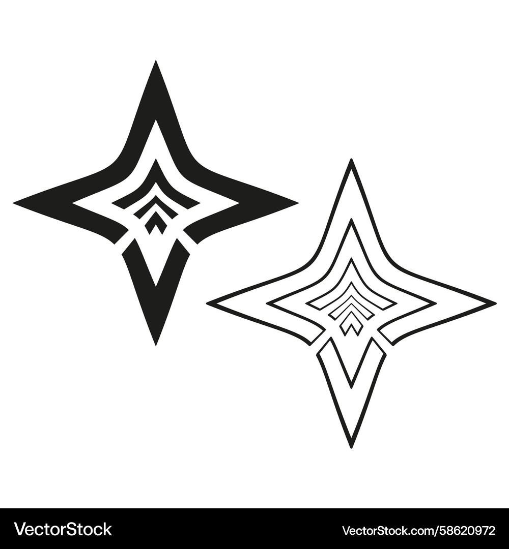 Diamond star icon layered shape motif angular Diamond star icon layered shape motif angular Vector Image