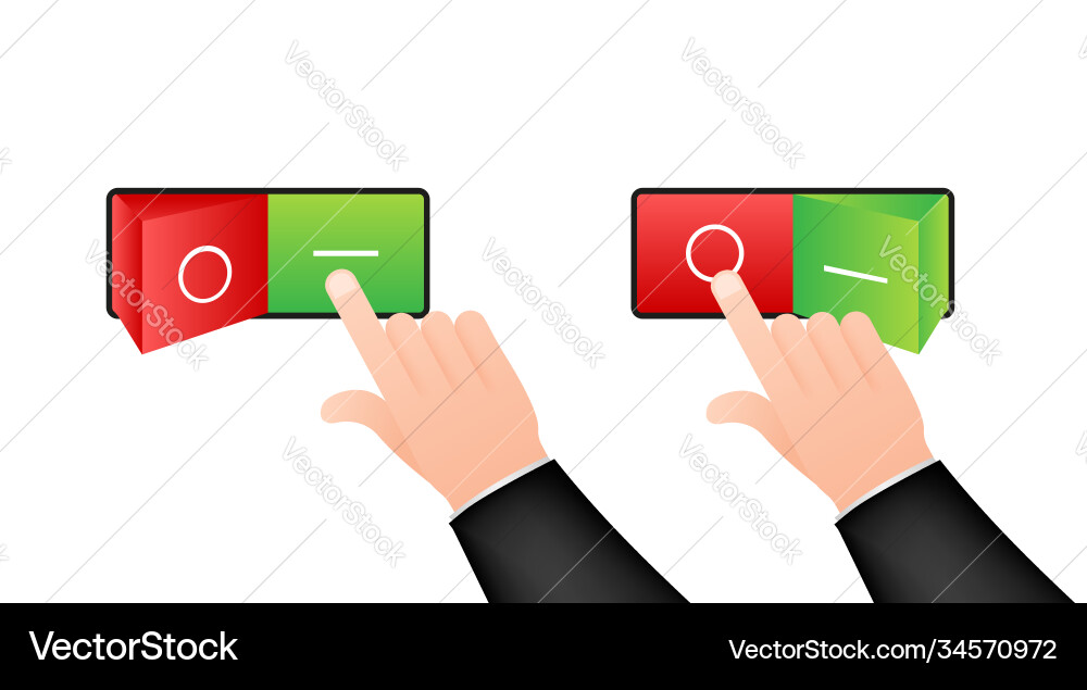 Flat icon on and off toggle switch button Flat icon on and off toggle switch button vector image