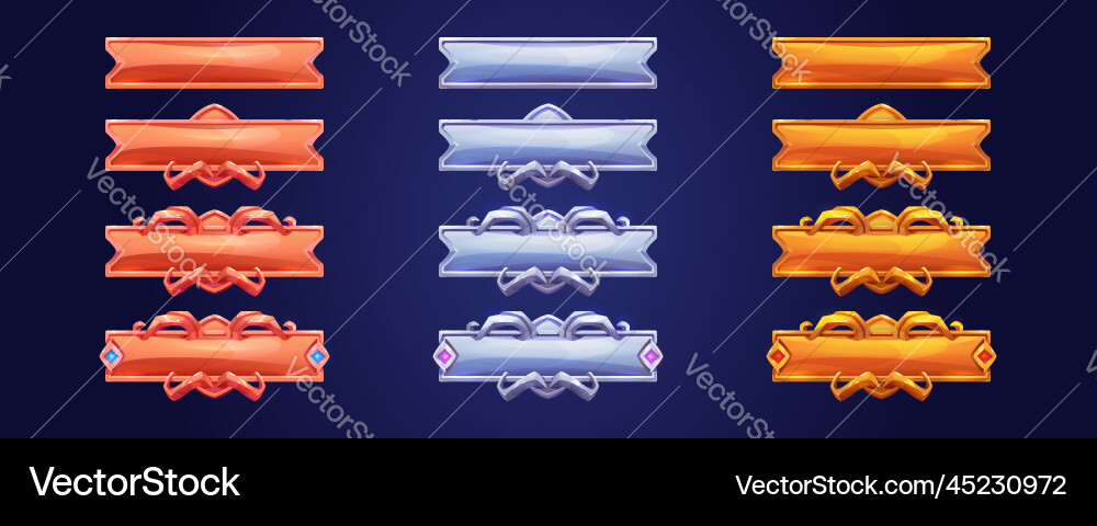 Game buttons with fantasy frames Game buttons with fantasy frames vector image