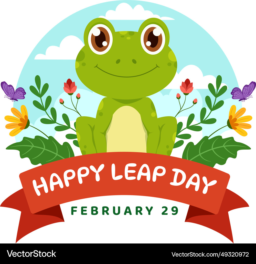 Happy leap day on 29 february with jumping frogs Happy leap day on 29 february with jumping frogs vector image