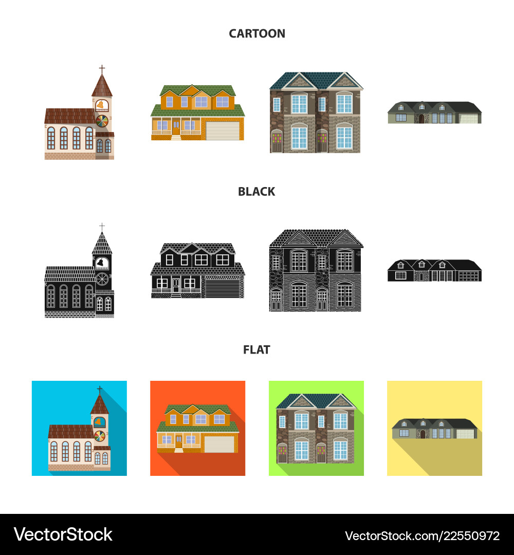 Isolated object of building and front symbol set Isolated object of building and front symbol set vector image