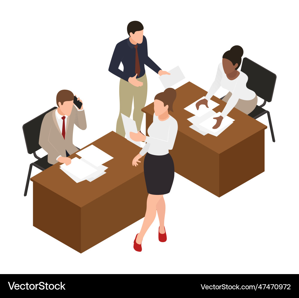 Isometrische Mitarbeiterarbeit Isometrische Mitarbeiterarbeit vektorbild